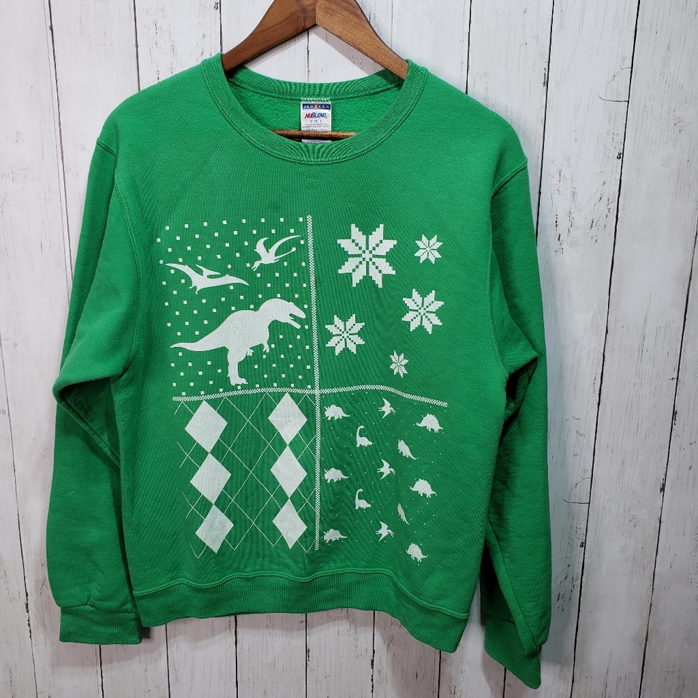 Dinosaur Ugly Christmas Green Crewneck Sweatshirt